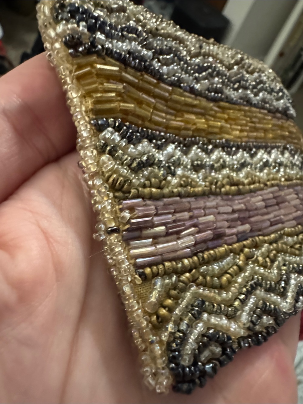 Vintage Leather Wristlet Clutch w/Vintage Beaded Coin Purse - Picture 11 of 13